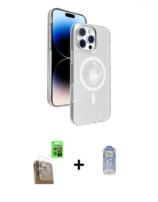 ieg™ iPhone 16 Pro Max Kılıf Nova Modern Prime - Siyah Joko Magic 5D Cam + Raze Metal Kamera Lens - CLTM