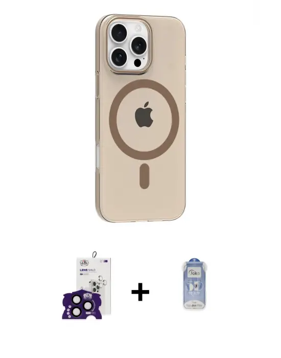 ieg™ iPhone 16 Pro Max Kılıf Pusula Form Özel Seri - Siyah Joko Magic 5D Cam + Bilvis Titan Kamera Lens - SH