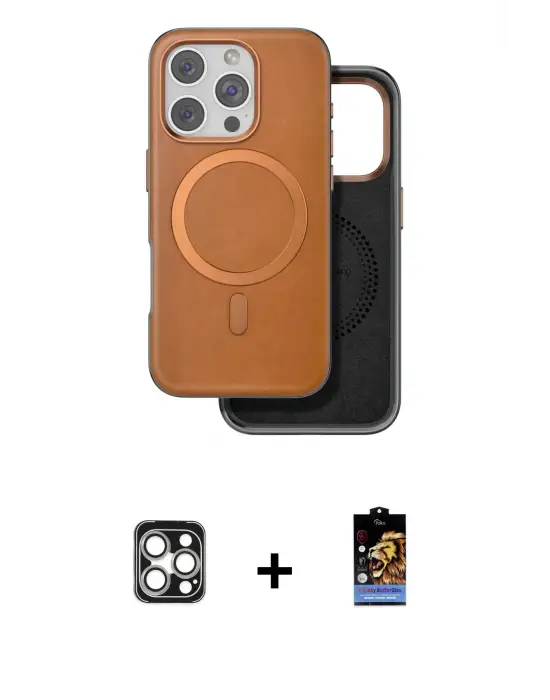 ieg™ iPhone 16 Pro Max Kılıf Pusula Işık Koleksiyonu - Siyah Buffer Hayalet Cam Ekran Koruyucu + PVD Metal Kamera Lens - GS