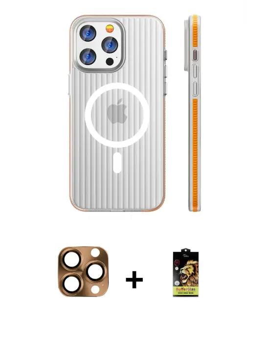 ieg™ iPhone 16 Pro Max Kılıf Pusula Minimal Koleksiyonu - Siyah Buffer Cam Ekran Koruyucu + Pers Alüminyum Kamera Lens - CLTM