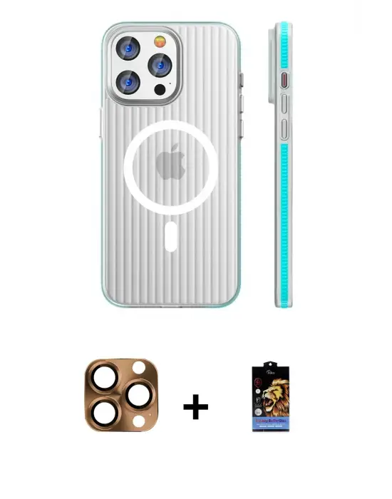 ieg™ iPhone 16 Pro Max Kılıf Pusula Minimal Koleksiyonu - Siyah Buffer Hayalet Cam Ekran Koruyucu + Pers Alüminyum Kamera Lens - CLTM