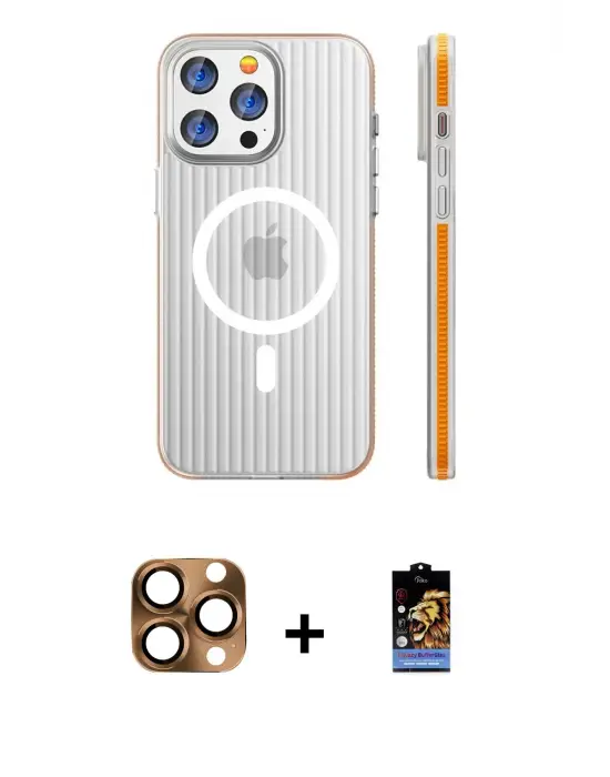 ieg™ iPhone 16 Pro Max Kılıf Pusula Minimal Koleksiyonu - Siyah Buffer Hayalet Cam Ekran Koruyucu + Pers Alüminyum Kamera Lens - CLTM