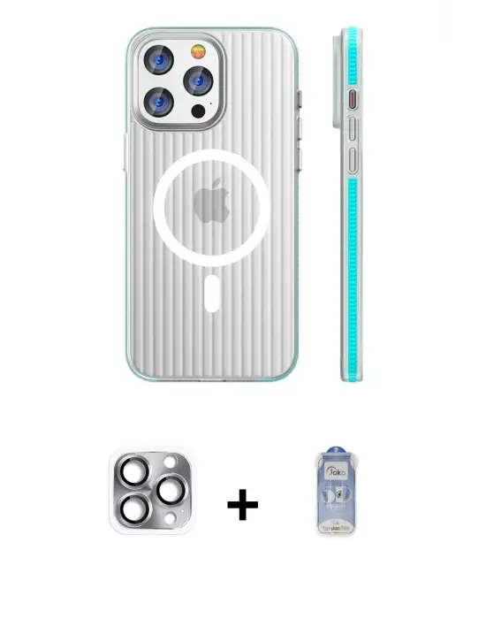 ieg™ iPhone 16 Pro Max Kılıf Pusula Minimal Koleksiyonu - Siyah Joko Magic 5D Cam + Pers Alüminyum Kamera Lens - GI