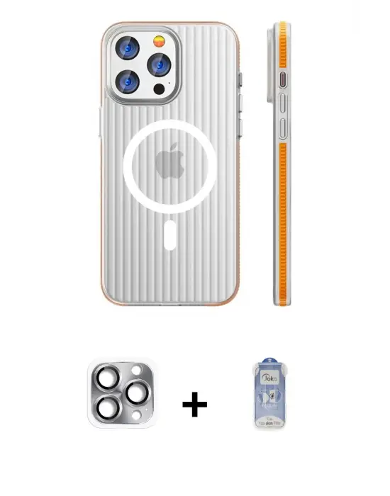 ieg™ iPhone 16 Pro Max Kılıf Pusula Minimal Koleksiyonu - Siyah Joko Magic 5D Cam + Pers Alüminyum Kamera Lens - GI