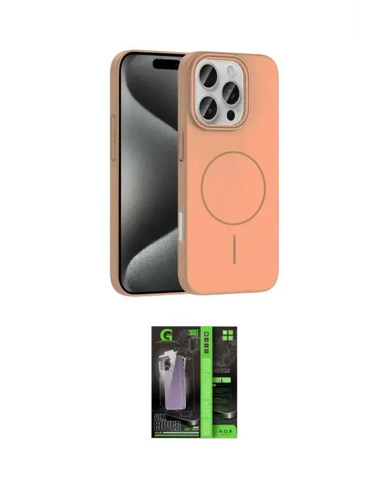 ieg™ iPhone 16 Pro Max Kılıf Siluet Doku Özel Seri - Şeffaf 360 Full Body Arka Koruyucu