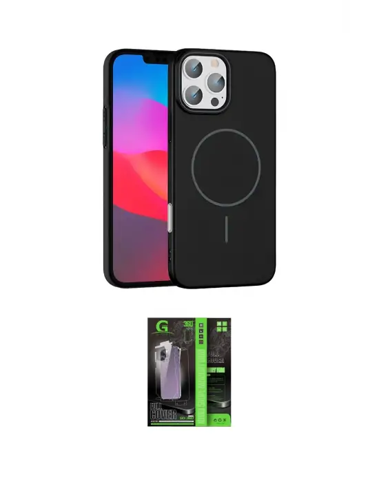ieg™ iPhone 16 Pro Max Kılıf Siluet Doku Özel Seri - Şeffaf 360 Full Body Arka Koruyucu