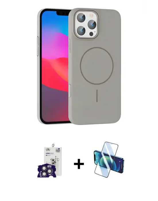 ieg™ iPhone 16 Pro Max Kılıf Siluet Doku Özel Seri - Siyah 3D Antistatik Seramik Nano Ekran Koruyucu + Bilvis Titan Kamera Lens - TMGI