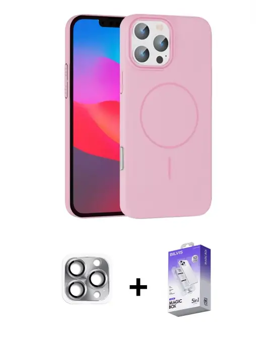 ieg™ iPhone 16 Pro Max Kılıf Siluet Doku Özel Seri - Siyah Bilvis 5in1 3D Magic Cam Ekran Koruyucu + Pers Alüminyum Kamera Lens - GI