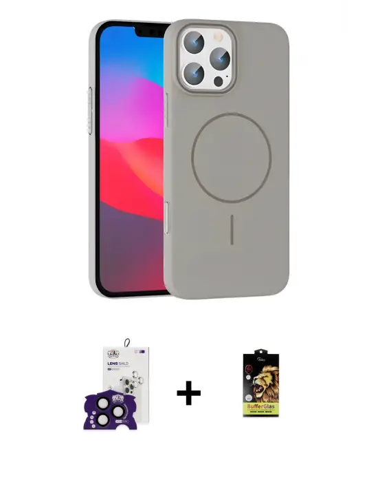 ieg™ iPhone 16 Pro Max Kılıf Siluet Doku Özel Seri - Siyah Buffer Cam Ekran Koruyucu + Bilvis Titan Kamera Lens - SH