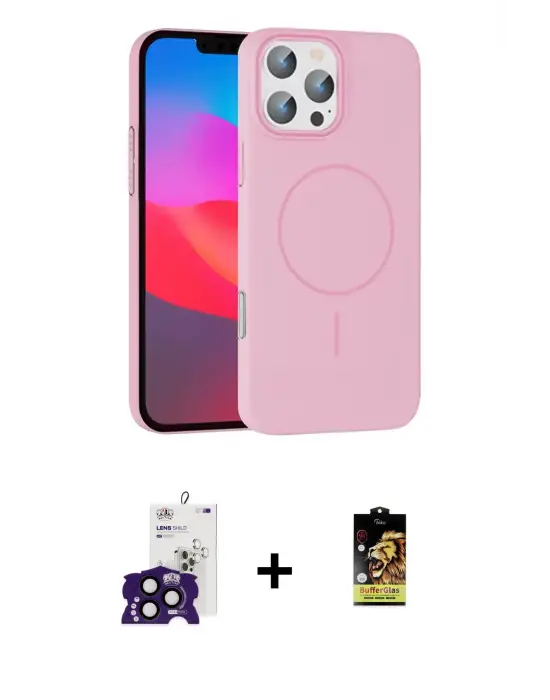 ieg™ iPhone 16 Pro Max Kılıf Siluet Doku Özel Seri - Siyah Buffer Cam Ekran Koruyucu + Bilvis Titan Kamera Lens - SH