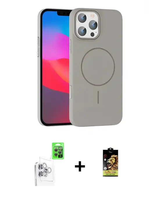 ieg™ iPhone 16 Pro Max Kılıf Siluet Doku Özel Seri - Siyah Buffer Cam Ekran Koruyucu + Raze Metal Kamera Lens - BZ