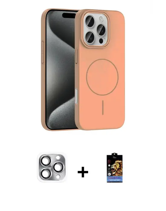 ieg™ iPhone 16 Pro Max Kılıf Siluet Doku Özel Seri - Siyah Buffer Hayalet Cam Ekran Koruyucu + Pers Alüminyum Kamera Lens - GI