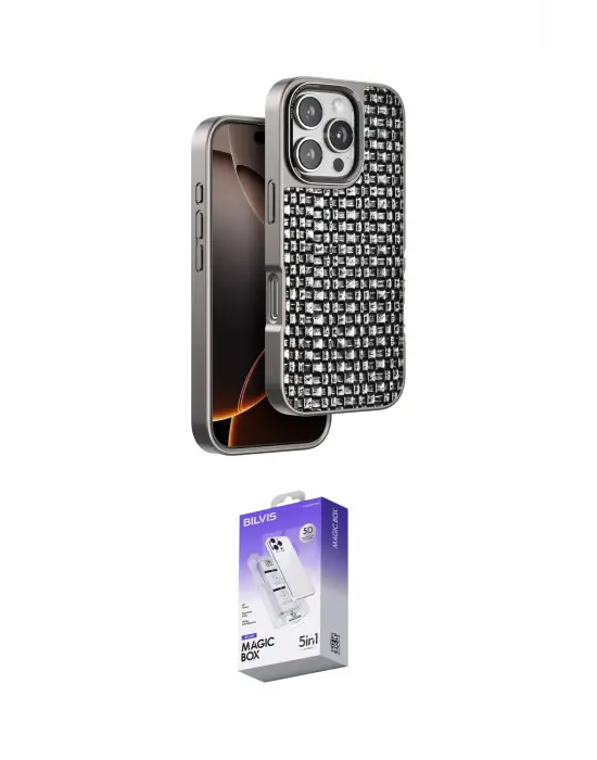 ieg™ iPhone 16 Pro Max Kılıf Siluet Form Serisi - Siyah Bilvis 5in1 3D Magic Cam Ekran Koruyucu