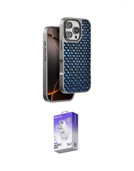 ieg™ iPhone 16 Pro Max Kılıf Siluet Form Serisi - Siyah Bilvis 5in1 3D Magic Cam Ekran Koruyucu