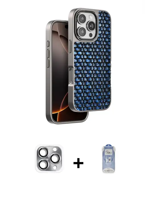 ieg™ iPhone 16 Pro Max Kılıf Siluet Form Serisi - Siyah Joko Magic 5D Cam + Pers Alüminyum Kamera Lens - GI
