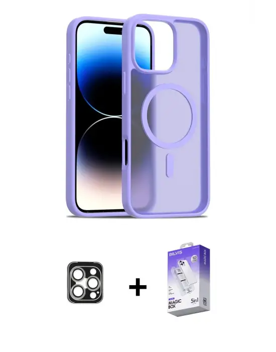ieg™ iPhone 16 Pro Max Kılıf Siluet Minimal Prime - Siyah Bilvis 5in1 3D Magic Cam Ekran Koruyucu + PVD Metal Kamera Lens - GS