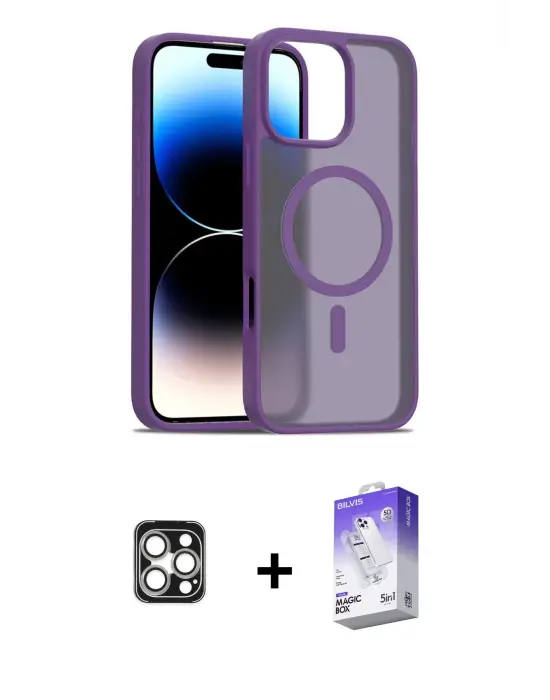 ieg™ iPhone 16 Pro Max Kılıf Siluet Minimal Prime - Siyah Bilvis 5in1 3D Magic Cam Ekran Koruyucu + PVD Metal Kamera Lens - GS