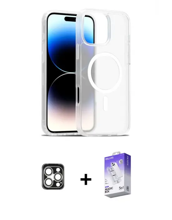 ieg™ iPhone 16 Pro Max Kılıf Siluet Minimal Prime - Siyah Bilvis 5in1 3D Magic Cam Ekran Koruyucu + PVD Metal Kamera Lens - GS
