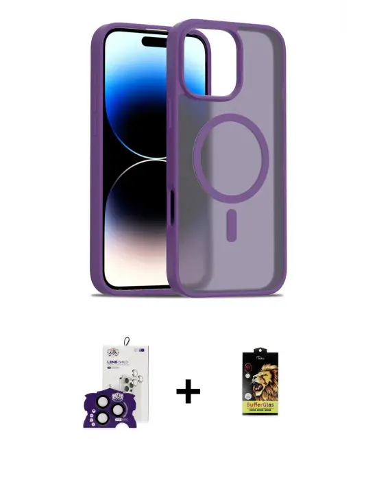 ieg™ iPhone 16 Pro Max Kılıf Siluet Minimal Prime - Siyah Buffer Cam Ekran Koruyucu + Bilvis Titan Kamera Lens - SH