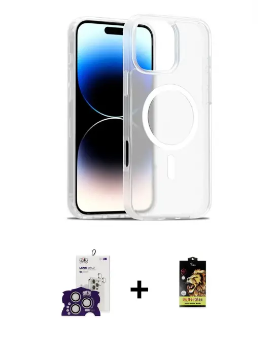 ieg™ iPhone 16 Pro Max Kılıf Siluet Minimal Prime - Siyah Buffer Cam Ekran Koruyucu + Bilvis Titan Kamera Lens - GS