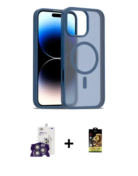 ieg™ iPhone 16 Pro Max Kılıf Siluet Minimal Prime - Siyah Buffer Cam Ekran Koruyucu + Bilvis Titan Kamera Lens - GS