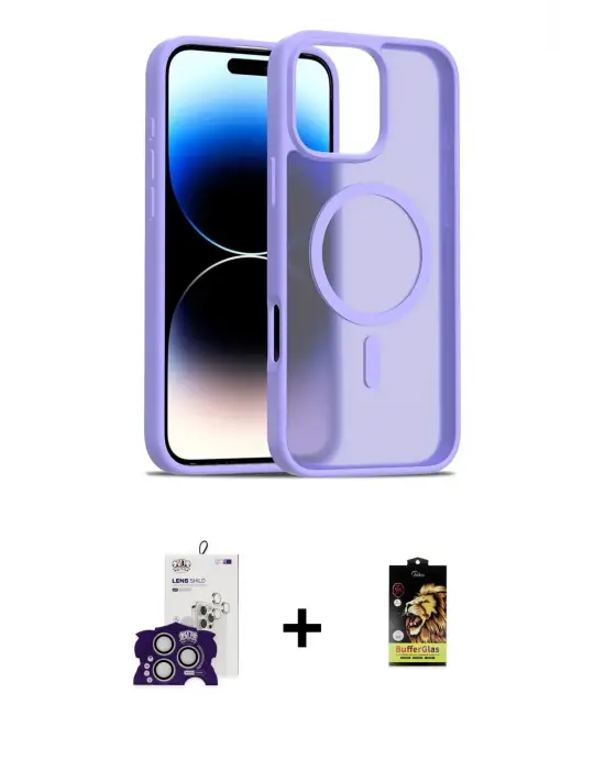 ieg™ iPhone 16 Pro Max Kılıf Siluet Minimal Prime - Siyah Buffer Cam Ekran Koruyucu + Bilvis Titan Kamera Lens - GS