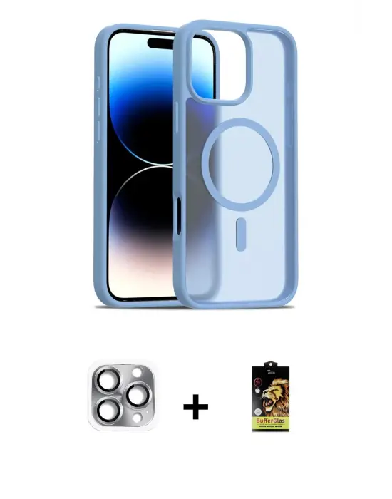 ieg™ iPhone 16 Pro Max Kılıf Siluet Minimal Prime - Siyah Buffer Cam Ekran Koruyucu + Pers Alüminyum Kamera Lens - GI