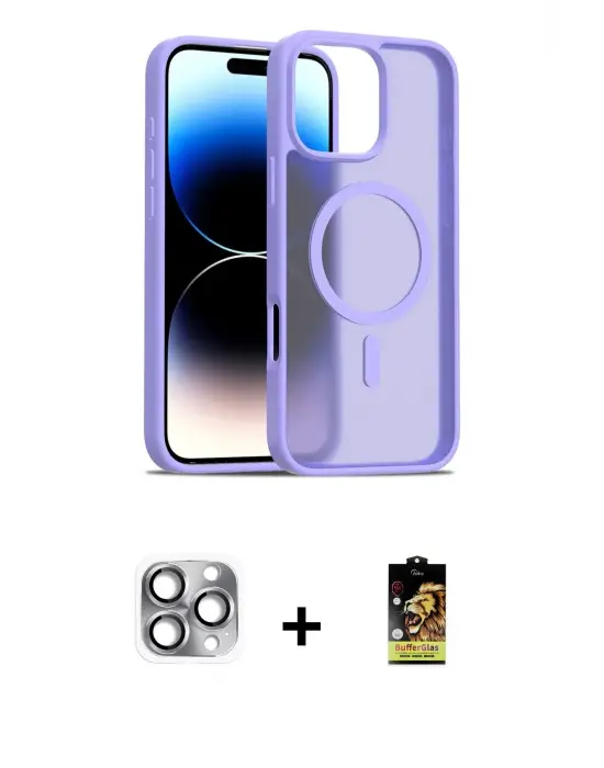 ieg™ iPhone 16 Pro Max Kılıf Siluet Minimal Prime - Siyah Buffer Cam Ekran Koruyucu + Pers Alüminyum Kamera Lens - GI