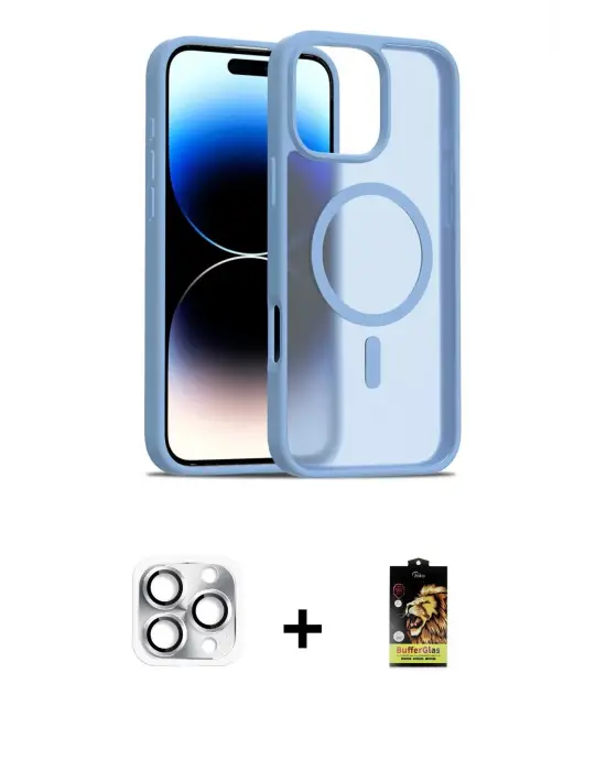 ieg™ iPhone 16 Pro Max Kılıf Siluet Minimal Prime - Siyah Buffer Cam Ekran Koruyucu + Pers Alüminyum Kamera Lens - GS