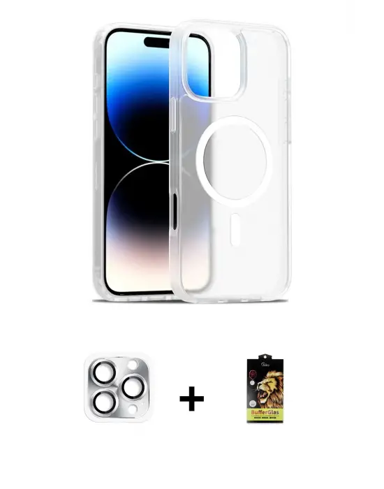 ieg™ iPhone 16 Pro Max Kılıf Siluet Minimal Prime - Siyah Buffer Cam Ekran Koruyucu + Pers Alüminyum Kamera Lens - GS