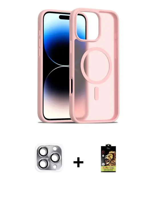 ieg™ iPhone 16 Pro Max Kılıf Siluet Minimal Prime - Siyah Buffer Cam Ekran Koruyucu + Pers Alüminyum Kamera Lens - GI