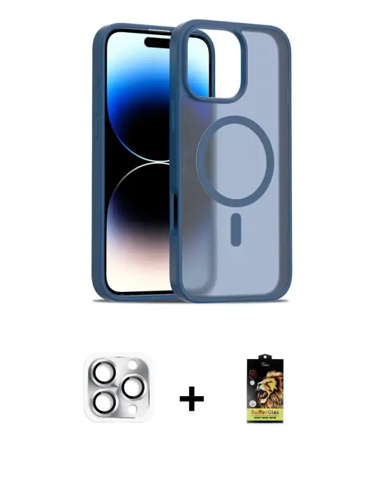 ieg™ iPhone 16 Pro Max Kılıf Siluet Minimal Prime - Siyah Buffer Cam Ekran Koruyucu + Pers Alüminyum Kamera Lens - GS