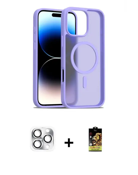 ieg™ iPhone 16 Pro Max Kılıf Siluet Minimal Prime - Siyah Buffer Cam Ekran Koruyucu + Pers Alüminyum Kamera Lens - GS