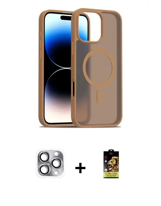 ieg™ iPhone 16 Pro Max Kılıf Siluet Minimal Prime - Siyah Buffer Cam Ekran Koruyucu + Pers Alüminyum Kamera Lens - GI