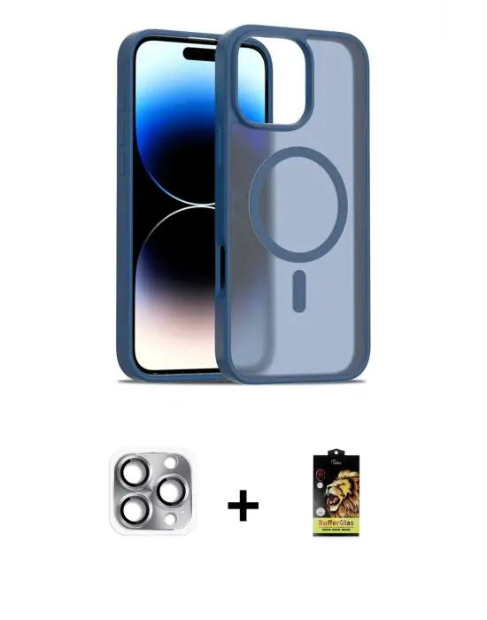 ieg™ iPhone 16 Pro Max Kılıf Siluet Minimal Prime - Siyah Buffer Cam Ekran Koruyucu + Pers Alüminyum Kamera Lens - GI