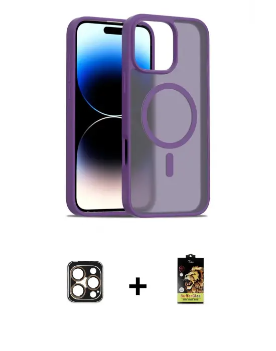 ieg™ iPhone 16 Pro Max Kılıf Siluet Minimal Prime - Siyah Buffer Cam Ekran Koruyucu + PVD Metal Kamera Lens - GD