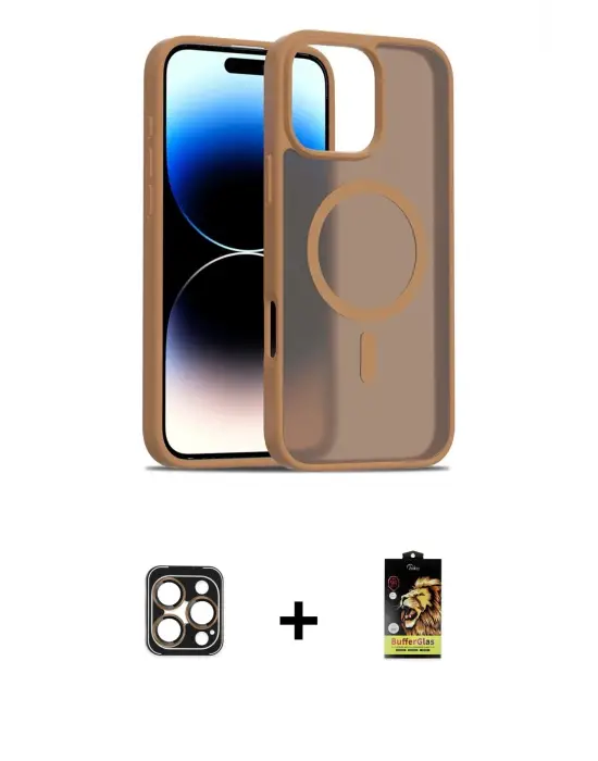 ieg™ iPhone 16 Pro Max Kılıf Siluet Minimal Prime - Siyah Buffer Cam Ekran Koruyucu + PVD Metal Kamera Lens - GD