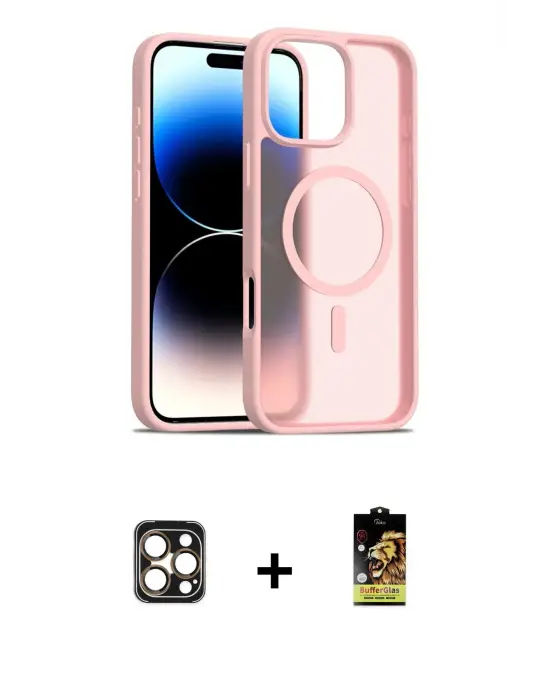 ieg™ iPhone 16 Pro Max Kılıf Siluet Minimal Prime - Siyah Buffer Cam Ekran Koruyucu + PVD Metal Kamera Lens - GD
