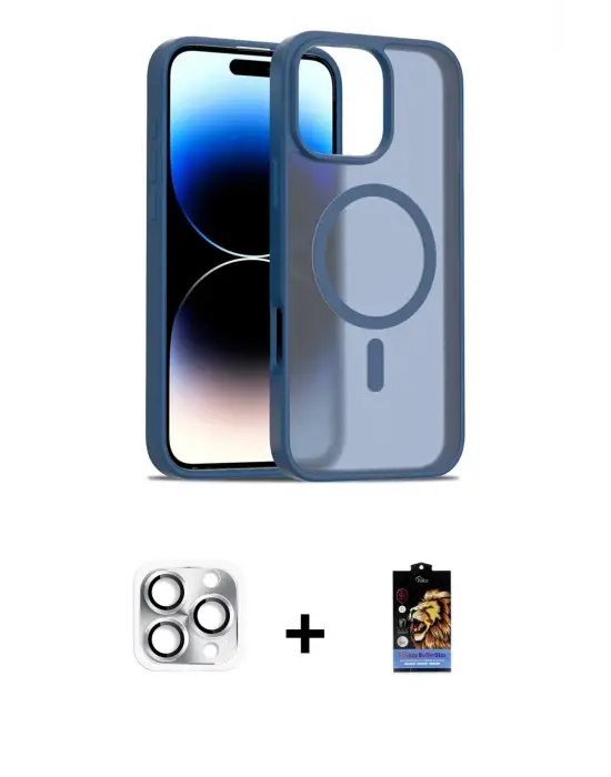 ieg™ iPhone 16 Pro Max Kılıf Siluet Minimal Prime - Siyah Buffer Hayalet Cam Ekran Koruyucu + Pers Alüminyum Kamera Lens - GS