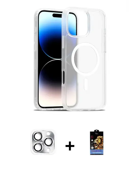 ieg™ iPhone 16 Pro Max Kılıf Siluet Minimal Prime - Siyah Buffer Hayalet Cam Ekran Koruyucu + Pers Alüminyum Kamera Lens - GS