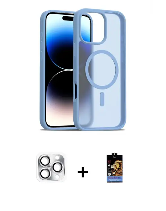 ieg™ iPhone 16 Pro Max Kılıf Siluet Minimal Prime - Siyah Buffer Hayalet Cam Ekran Koruyucu + Pers Alüminyum Kamera Lens - GS