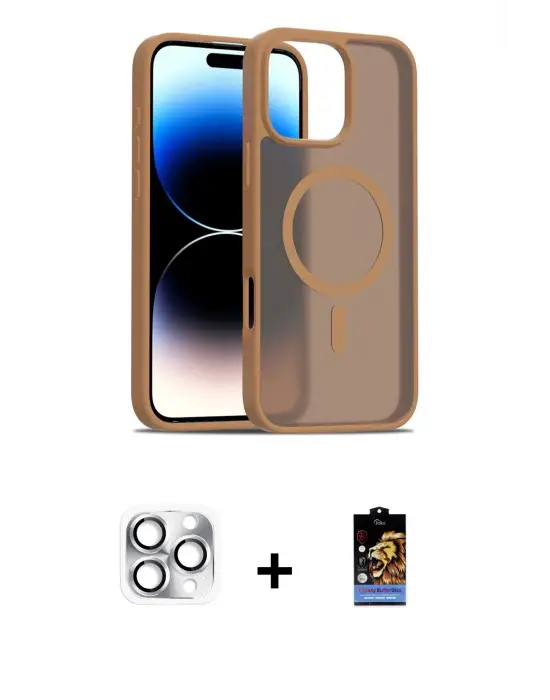 ieg™ iPhone 16 Pro Max Kılıf Siluet Minimal Prime - Siyah Buffer Hayalet Cam Ekran Koruyucu + Pers Alüminyum Kamera Lens - GS
