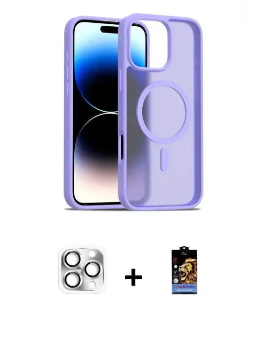 ieg™ iPhone 16 Pro Max Kılıf Siluet Minimal Prime - Siyah Buffer Hayalet Cam Ekran Koruyucu + Pers Alüminyum Kamera Lens - GS
