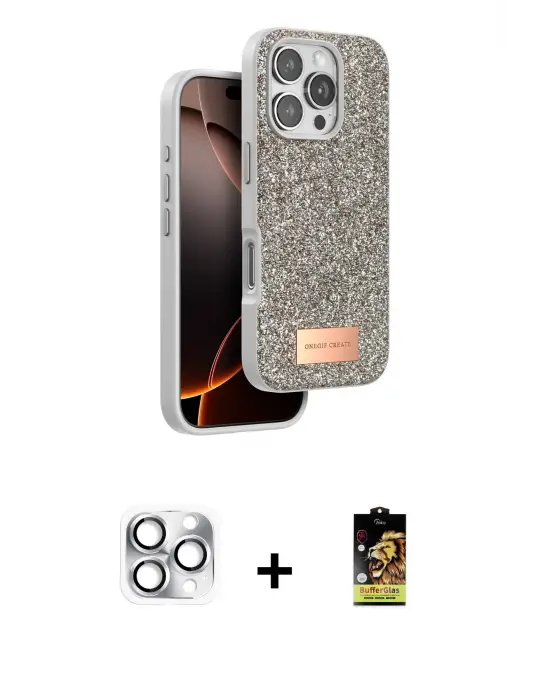 ieg™ iPhone 16 Pro Max Kılıf Vadi Klasik Serisi - Siyah Buffer Cam Ekran Koruyucu + Pers Alüminyum Kamera Lens - GS