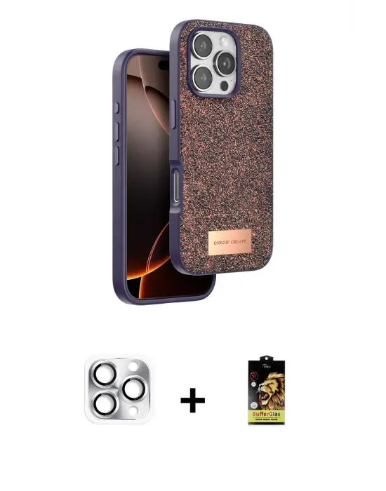 ieg™ iPhone 16 Pro Max Kılıf Vadi Klasik Serisi - Siyah Buffer Cam Ekran Koruyucu + Pers Alüminyum Kamera Lens - GS