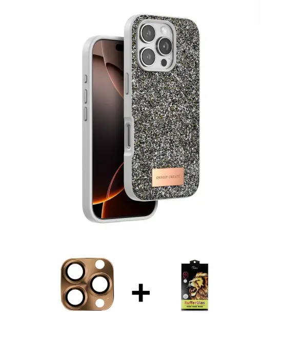 ieg™ iPhone 16 Pro Max Kılıf Vadi Klasik Serisi - Siyah Buffer Cam Ekran Koruyucu + Pers Alüminyum Kamera Lens - CLTM