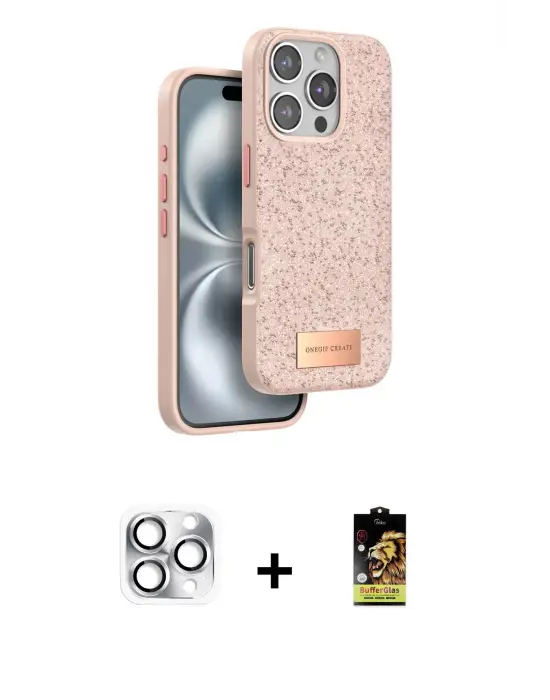 ieg™ iPhone 16 Pro Max Kılıf Vadi Klasik Serisi - Siyah Buffer Cam Ekran Koruyucu + Pers Alüminyum Kamera Lens - GS