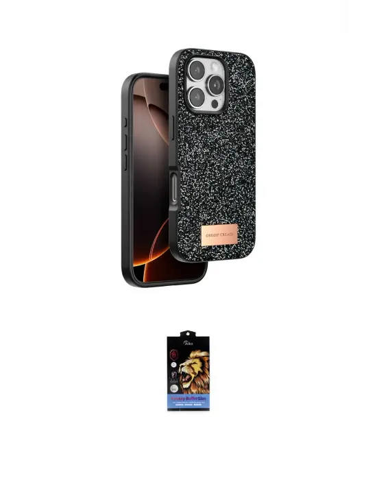 ieg™ iPhone 16 Pro Max Kılıf Vadi Klasik Serisi - Siyah Buffer Hayalet Cam Ekran Koruyucu