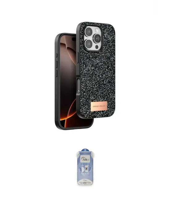 ieg™ iPhone 16 Pro Max Kılıf Vadi Klasik Serisi - Siyah Joko Magic 5D Cam