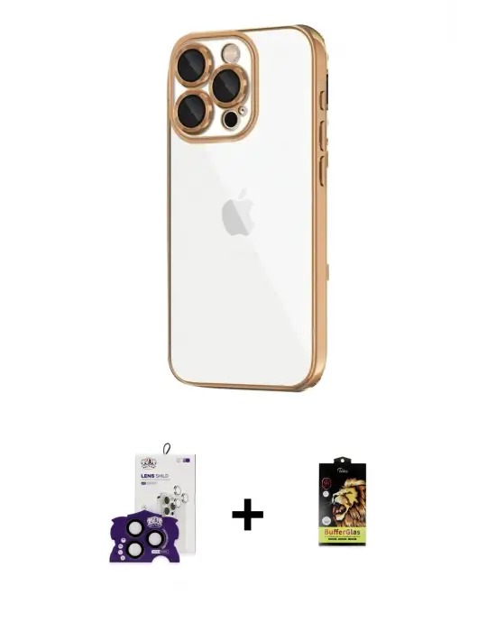 ieg™ iPhone 16 Pro Max Kılıf Vadi Minimal - Siyah Buffer Cam Ekran Koruyucu + Bilvis Titan Kamera Lens - SH